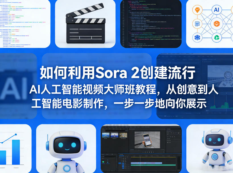 如何利用Sora 2创建流行AI人工智能视频大师班教程,从创意到人工智能电影制作,一步一步地向你展示-网赚副业网