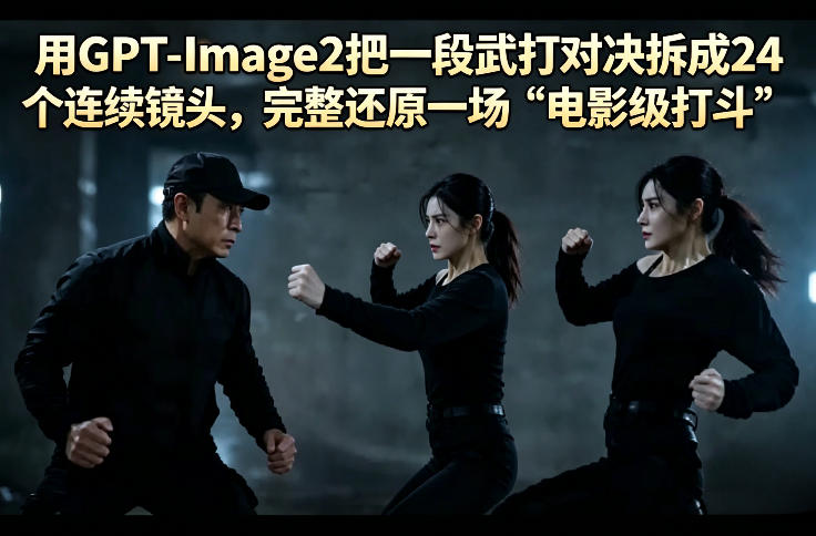 用GPT-Image2把一段武打对决拆成24个连续镜头,完整还原一场“电影级打斗”-网赚副业网
