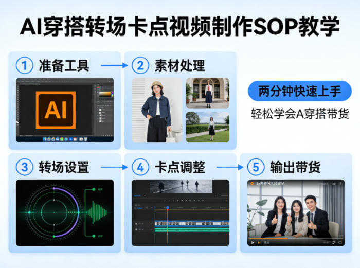 AI穿搭转场卡点视频制作SOP教学,两分钟快速上手,轻松学会AI穿搭带货-网赚副业网