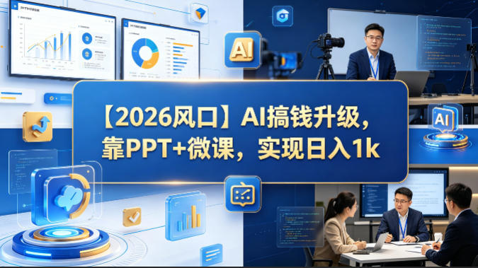 【2026风口】AI搞钱升级,靠PPT+微课,实现日入1k-网赚副业网