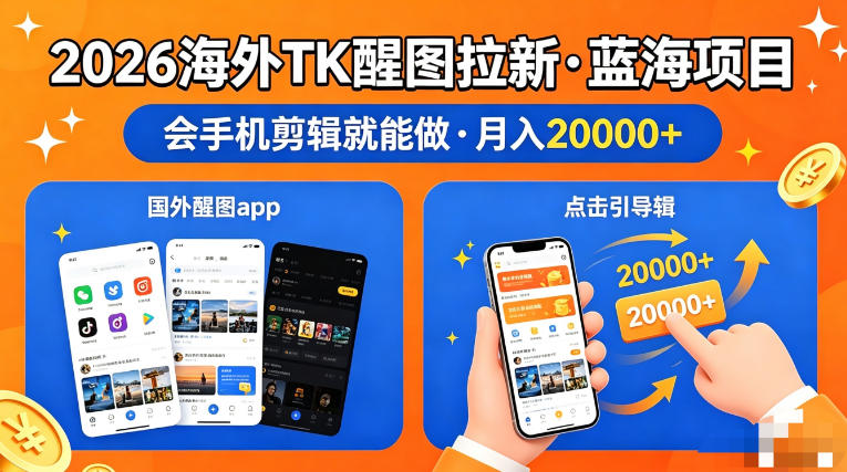 图出海拉新，全网火爆风口项目，只要会简单手机剪辑，轻松上手，当天见收益，日入四位数【揭秘】-网赚副业网