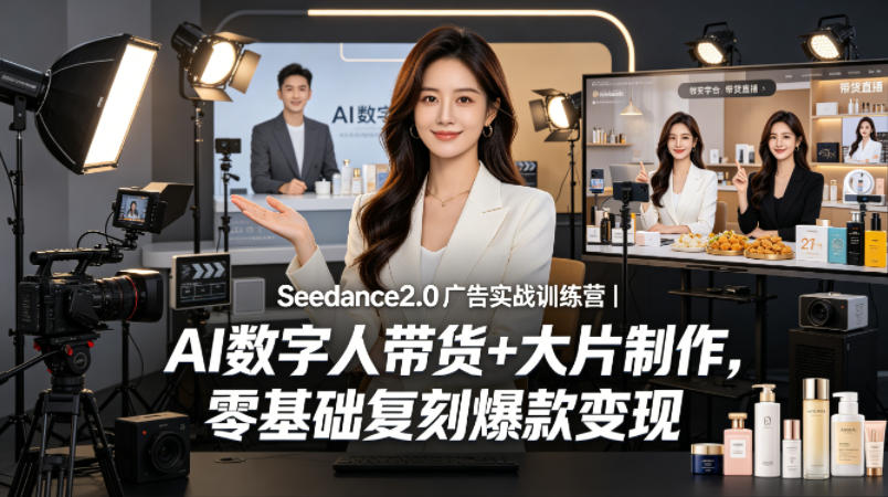 Seedance2.0广告实战训练营｜AI数字人带货+大片制作，零基础复刻爆款变现-网赚副业网