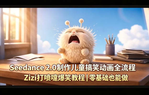 Seedance 2.0制作儿童搞笑动画全流程Zizi打喷嚏爆笑教程|零基础也能做-网赚副业网