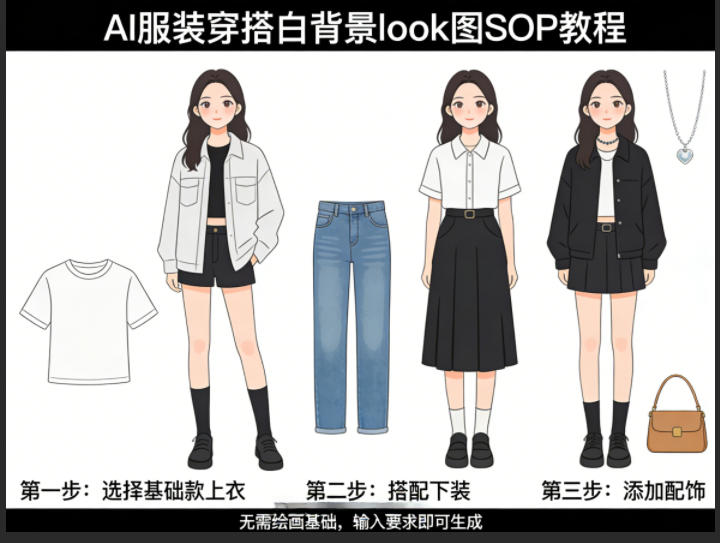 AI服装穿搭白背景look图SOP教程,不用会画画,提几句具体要求,AI就能还你一个奇迹-网赚副业网