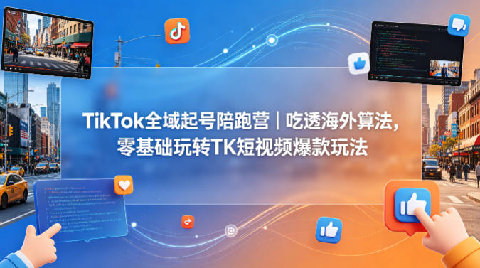 TikTok全域起号陪跑营|吃透海外算法,零基础玩转TK短视频爆款玩法-网赚副业网