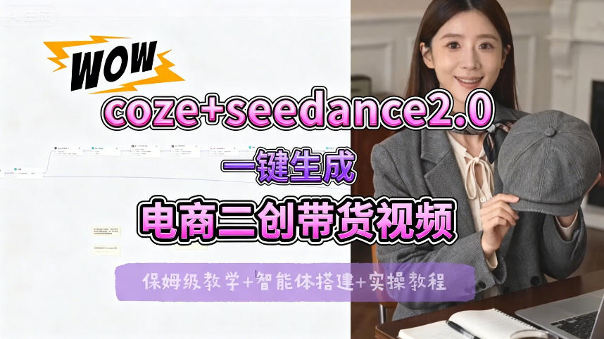 【Coze工作流搭建实操教程】seedance2.0+coze一键生成电商二创带货视频,全流程保姆级教学-网赚副业网