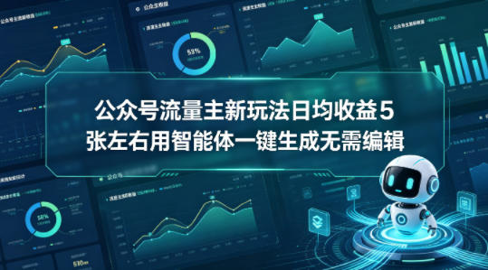 公众号流量主新玩法日均收益5张左右用智能体一键生成无需编辑-网赚副业网