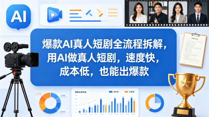爆款AI真人短剧全流程拆解,用AI做真人短剧,速度快,成本低,也能出爆款-网赚副业网