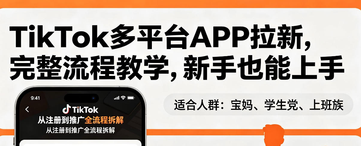 TikTok多平台APP拉新,完整流程教学,新手也能上手,轻松出海搞美金-网赚副业网