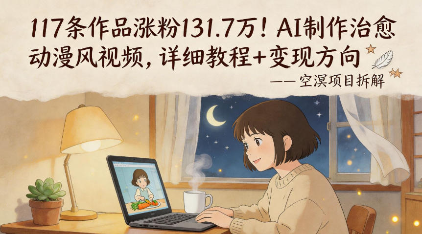 117条作品涨粉131.7W!AI制作治愈动漫风视频,详细教程+变现方向-网赚副业网