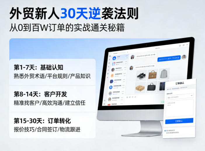 外贸新人30天逆袭法则,教你从0到百W订单的实战通关秘籍-网赚副业网