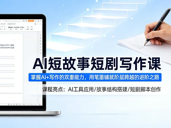 AI短故事短剧写作课,掌握AI+写作的双重能力,用笔墨铺就阶层跨越的进阶之路-网赚副业网