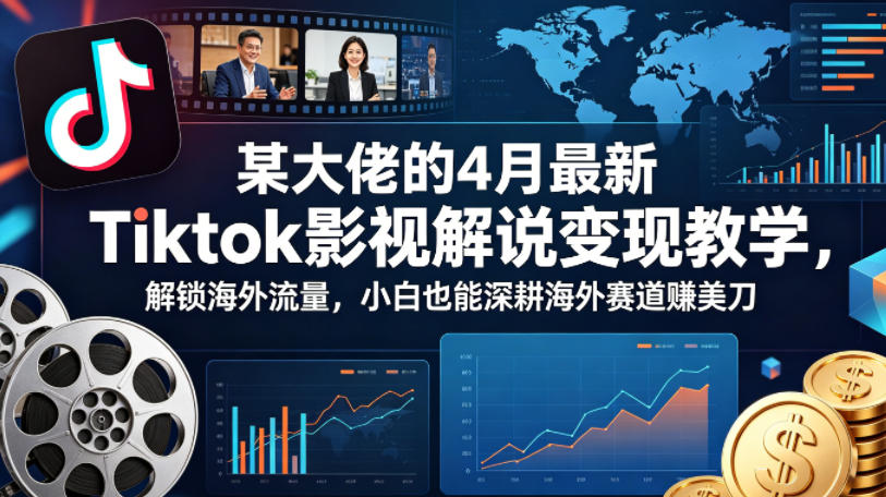 某大佬的4月最新Tiktok影视解说变现教学,解锁海外流量,小白也能深耕海外赛道賺美刀-网赚副业网