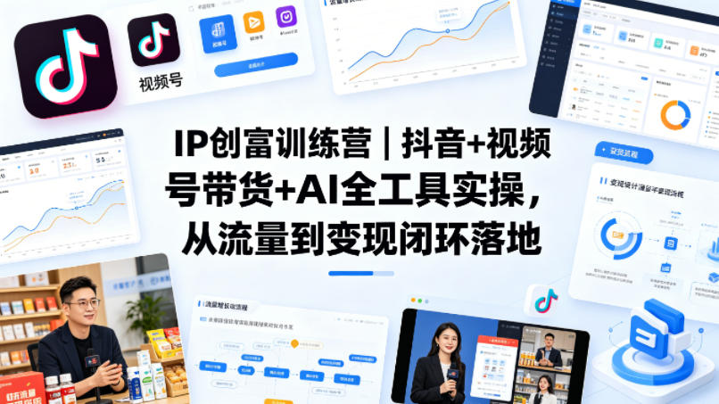 IP创富训练营|抖音+视频号带货+AI全工具实操,从流量到变现闭环落地-网赚副业网