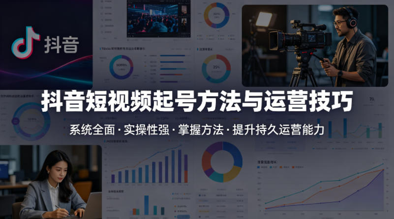 抖音短视频起号方法和运营技巧,内容系统全面实操性强,掌握起号方法,提升账号持久运营能力-网赚副业网