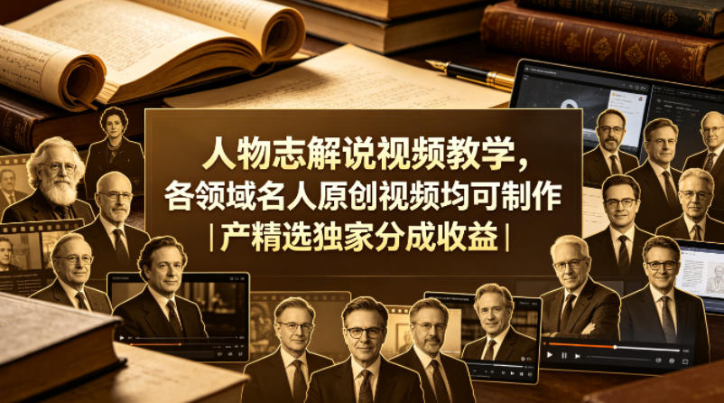 人物志解说视频教学,各领域名人原创视频均可制作丨精选独家分成收益-网赚副业网
