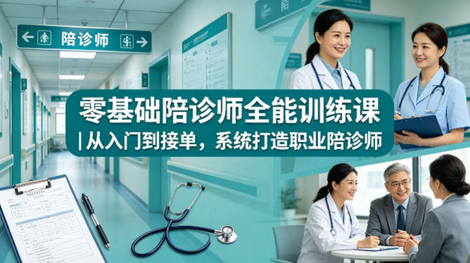 零基础陪诊师全能训练课|从入门到接单,系统打造职业陪诊师-网赚副业网