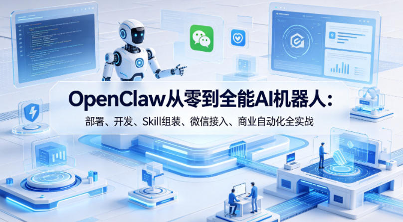 OpenClaw从零到全能AI机器人:部署、开发、Skill组装、微信接入、商业自动化全实战-网赚副业网