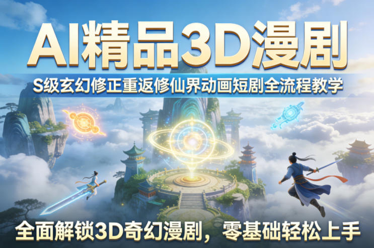 AI精品3D漫剧S级玄幻修正重返修仙界动画短剧全流程教学,全面解锁3D奇幻漫剧,零基础轻松上手-网赚副业网