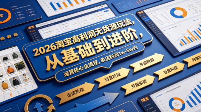 2026淘宝高利润无货源玩法,从基础到进阶,运营核心全流程,单店利润1w-5w内-网赚副业网