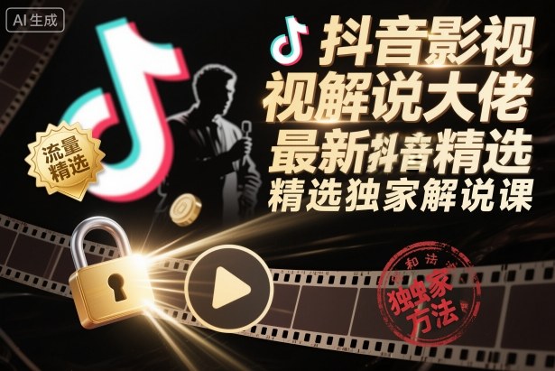 抖音影视解说大佬最新抖音进精选和独家方法,精选独家解说课(更新26年3月)-网赚副业网