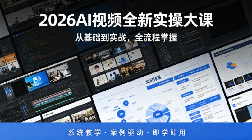 2026AI视频全新实操大课,从基础到实战,全流程掌握,系统教学·案例驱动·即学即用-网赚副业网