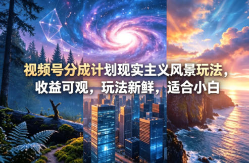 视频号分成计划现实主义风景玩法，收益可观，玩法新鲜，适合小白-网赚副业网