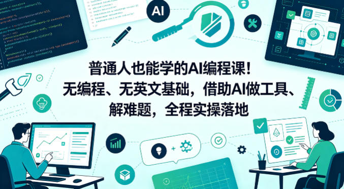 普通人也能学的AI编程课!无编程、无英文基础,借助AI做工具、解难题,全程实操落地-网赚副业网
