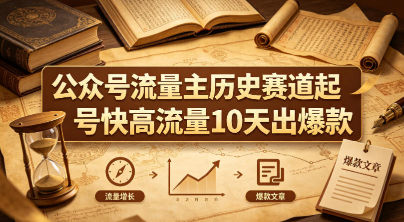 公众号流量主之历史赛道,起号快+高流量,10天就能出爆款!-网赚副业网