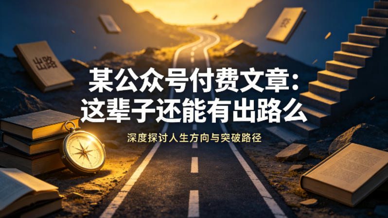 某公众号付费文章:这辈子还能有出路么插图 某公众号付费文章:这辈子还能有出路么插图