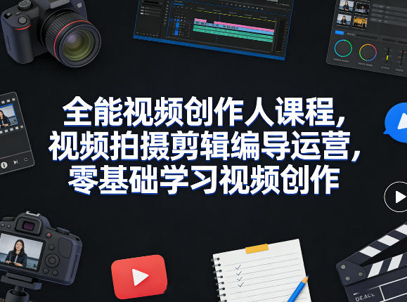 全能视频创作人课程，视频拍摄剪辑编导运营，零基础学习视频创作（更新2026年4月）-网赚副业网