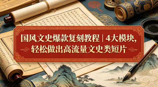 国风文史爆款复刻教程|4大模块,轻松做出高流量文史类短片-网赚副业网