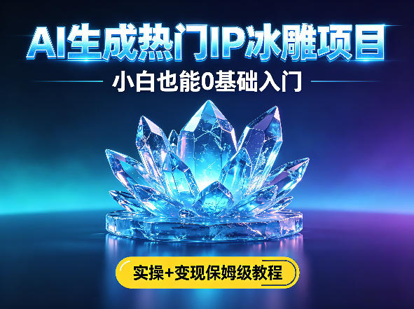 AI生成热门ip冰雕项目,小白也能0基础入门,实操+变现保姆级教程-网赚副业网