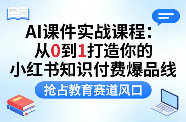 AI课件实战课程,从0到1打造你的小红书知识付费爆品线,抢占教育赛道风口-网赚副业网