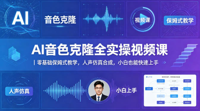 AI音色克隆全实操视频课|零基础保姆式教学,人声仿真合成,小白也能快速上手-网赚副业网