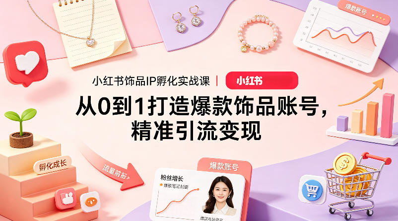 小红书饰品IP孵化实战课|从0到1打造爆款饰品账号,精准引流变现-网赚副业网
