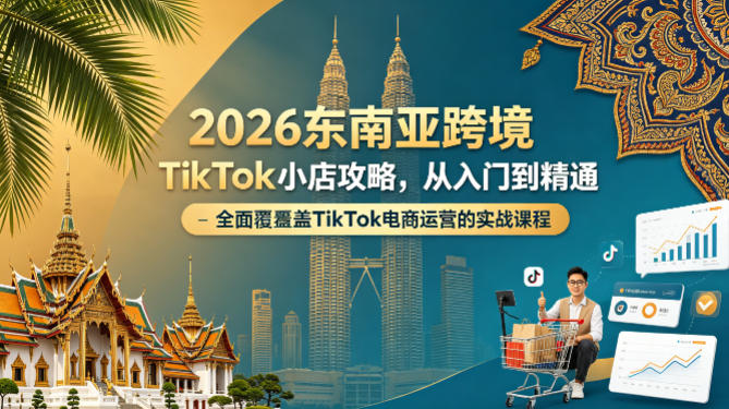 2026东南亚跨境TikTok小店攻略,从入门到精通、全面覆盖TikTok电商运营的实战课程(更新4月)-网赚副业网