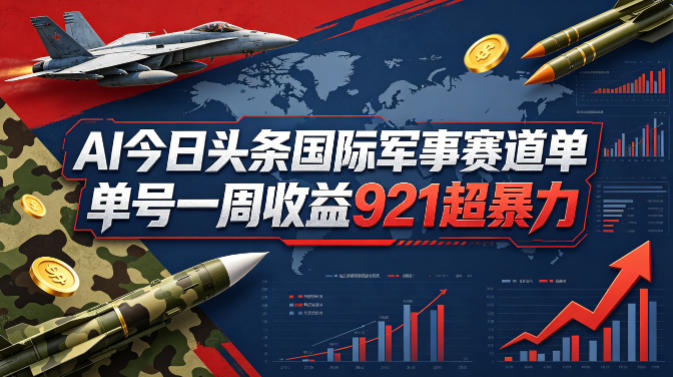 AI今日头条国际军事赛道,单号一周收益921,超暴力-网赚副业网