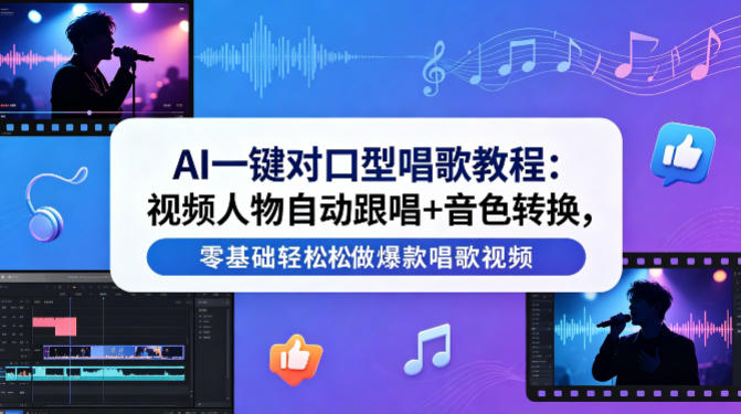 AI一键对口型唱歌教程:视频人物自动跟唱+音色转换,零基础轻松做爆款唱歌视频-网赚副业网