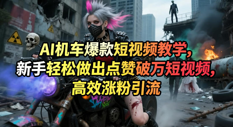 AI机车爆款短视频教学,新手轻松做出点赞破万短视频,高效涨粉引流-网赚副业网