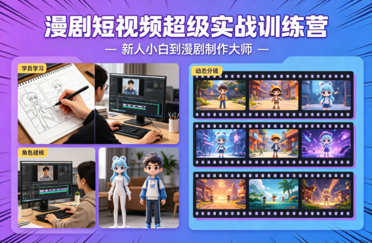 漫剧短视频超级实战训练营,新人小白到漫剧制作大师-网赚副业网