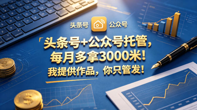 头条号+公众号托管,每月多拿3000米!我提供作品,你只管发!【揭秘】-网赚副业网