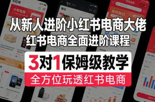 从新人进阶小红书电商大佬,红书电商全面进阶课程,3对1保姆级教学,全方位玩透红书电商-网赚副业网