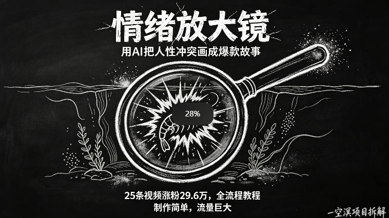 AI制作“情绪放大镜“视频，25条视频涨粉29.6W粉，流量巨大，制作简单，全流程教程-网赚副业网