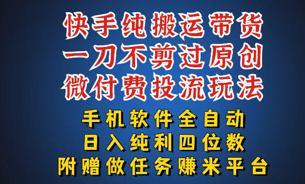 最新黑科技快手搬运带货方法,手机就能操作,轻松带你日入四位数【揭秘】-网赚副业网
