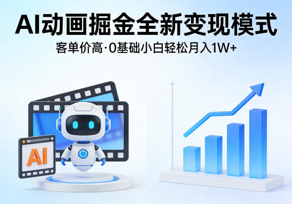 AI动画掘金全新变现模式，客单价高，0基础小白也能轻松月入1W+-网赚副业网