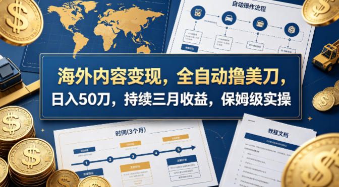 海外内容变现，全自动撸美刀，日入50刀，持续三月收益，保姆级实操【揭秘】-网赚副业网