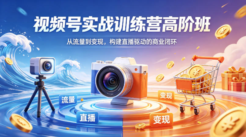 视频号实战训练营高阶班,从流量到变现,构建直播驱动的商业闭环(26年4月)-网赚副业网