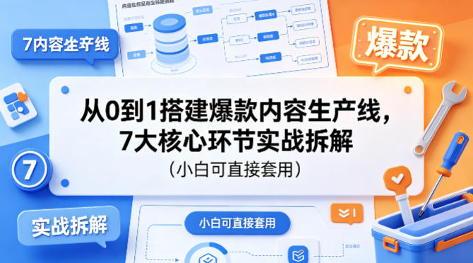 从0到1搭建爆款内容生产线,7大核心环节实战拆解(小白可直接套用)-网赚副业网