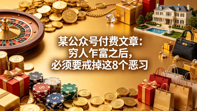 某公众号付费文章：穷人乍富之后，必须要戒掉这8个恶习-网赚副业网